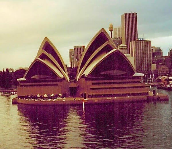 Sydney Opera House from cruise ship sailing around the world