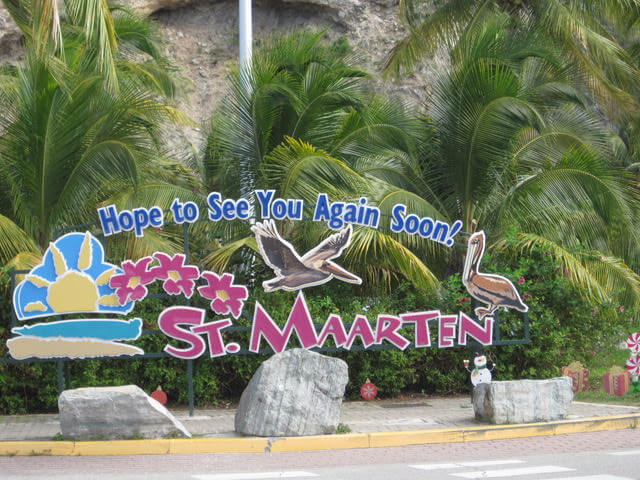 Goodbye Sign in St Maarten St Martin that reads Hope to See You Again Soon!