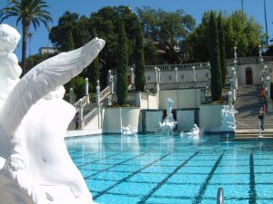 Photograph taken from behind a statue at the Neptune Pool at Hearst Castle. Wouldn't you like to take a dip here during your California Roadtrip?