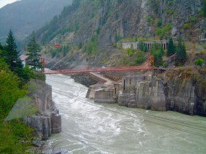 Great View from a train of Hell's Gate in the Canadian Rockies