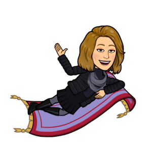 Cartoon of the author on a magic carpet