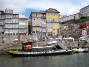 Boutique Riverboat for cruising the Duoro waiting at the dock