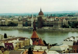 A view of Budapest with the Danube running thought the center.